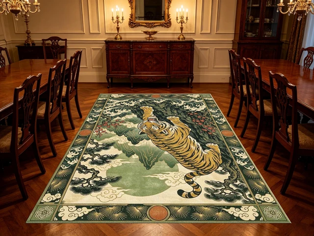 Alt view image 5 of 7 - Vintage Tiger Mountain Scene Print Washable Rectangle Area Rug, Decorative Indoor Floor Carpet for Living Room Bedroom Dining Room, Multiple Sizes 6x10,6x8,5x7,4x6,3x5