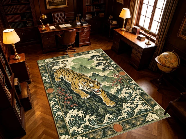 Alt view image 7 of 7 - Vintage Tiger Mountain Scene Print Washable Rectangle Area Rug, Decorative Indoor Floor Carpet for Living Room Bedroom Dining Room, Multiple Sizes 6x10,6x8,5x7,4x6,3x5
