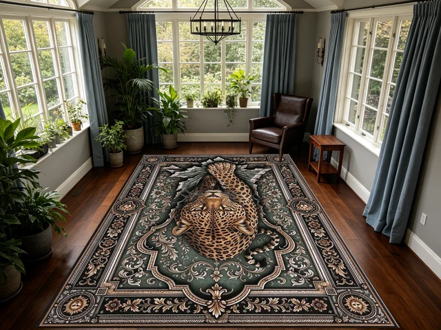 Alt view image 7 of 7 - Vintage Leopard Portrait Print Washable Rectangle Area Rug, Decorative Indoor Floor Carpet for Living Room Bedroom Dining Room, Multiple Sizes 6x10,6x8,5x7,4x6,3x5