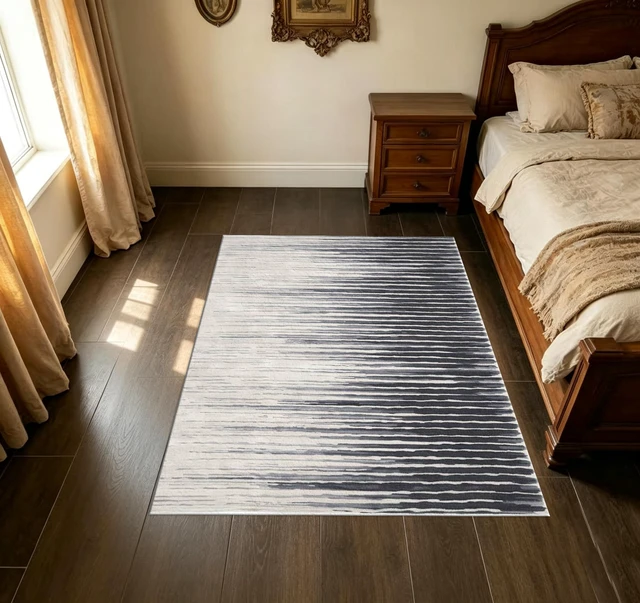 Alt view image 5 of 7 - Modern Gradient Stripe Washable Rectangle Area Rug, Indoor Decor Floor Carpet for Living Room Bedroom Dining Room, Multiple Sizes 6x10,6x8,5x7,4x6,3x5