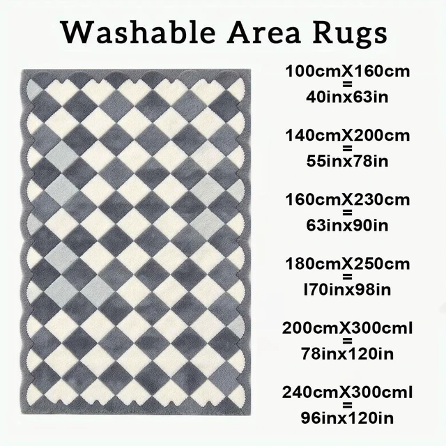 Alt view image 3 of 7 - Geometric Diamond Checkered Printed Area Rug for Living Room Bedroom Decor, Washable,Multiple Sizes 6x10,6x8,5x7,4x6,3x5