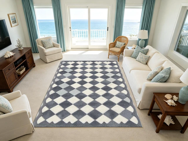 Alt view image 7 of 7 - Geometric Diamond Checkered Printed Area Rug for Living Room Bedroom Decor, Washable,Multiple Sizes 6x10,6x8,5x7,4x6,3x5