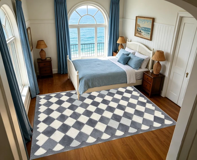 Main image of Geometric Diamond Checkered Printed Area Rug for Living Room Bedroom Decor, Washable,Multiple Sizes 6x10,6x8,5x7,4x6,3x5