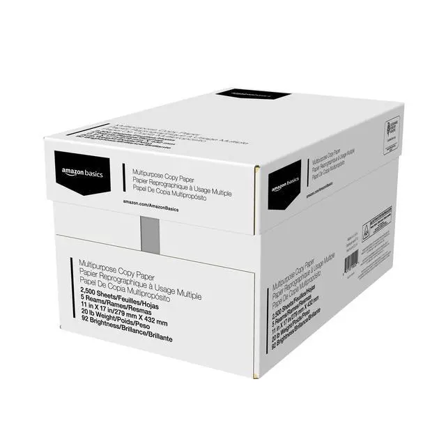 Alt view image 2 of 7 - Multipurpose Copy Printer Paper, 20 lb, 11 x 17 Inches, 5 Reams (2,500 Sheets), 92 Bright White