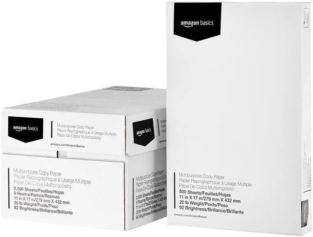 Main image of Multipurpose Copy Printer Paper, 20 lb, 11 x 17 Inches, 5 Reams (2,500 Sheets), 92 Bright White