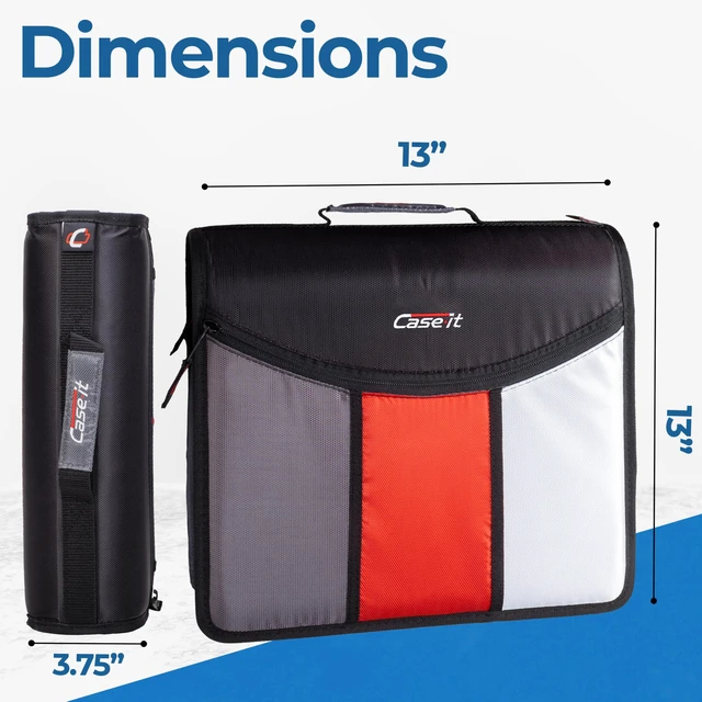 Alt view image 5 of 7 - it The Mighty Zip Tab Zipper Binder - 3 Inch O-Rings - 5 Color Tab Expanding File Folder - Multiple Pockets - 600 Sheet Capacity - Comes with Shoulder Strap - Jet Black D-156-N (Pack of 3)