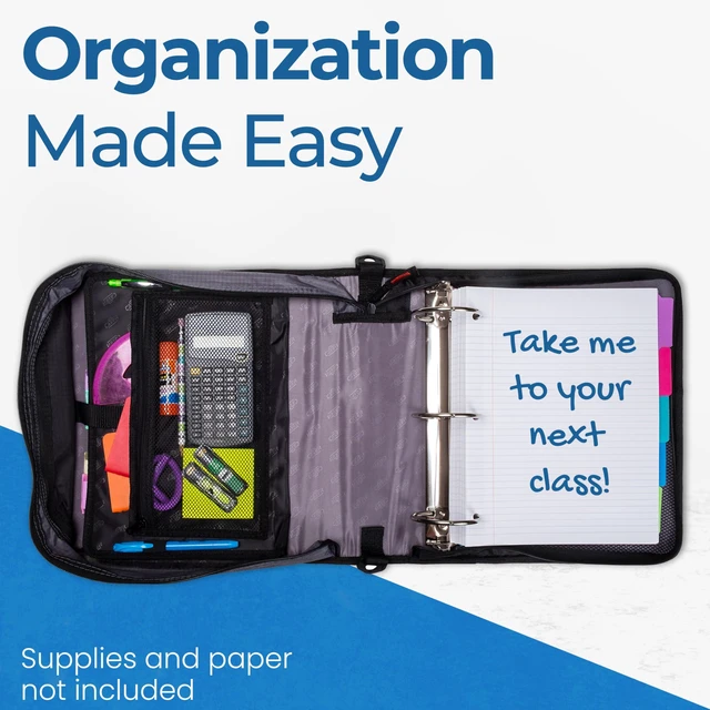 Alt view image 7 of 7 - it The Mighty Zip Tab Zipper Binder - 3 Inch O-Rings - 5 Color Tab Expanding File Folder - Multiple Pockets - 600 Sheet Capacity - Comes with Shoulder Strap - Jet Black D-156-N (Pack of 3)
