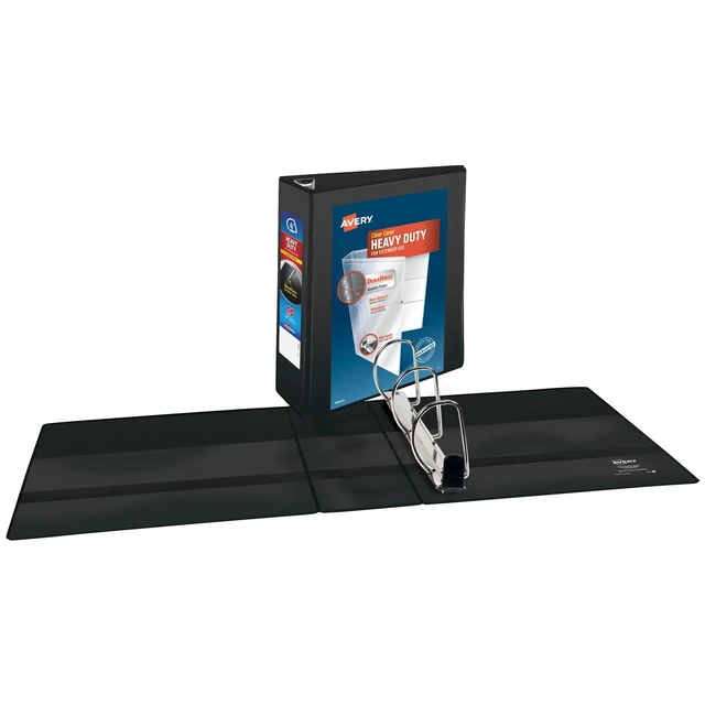 Alt view image 2 of 7 - Heavy-Duty View 3 Ring Binder, 4" One Touch Slant Rings, Holds 8.5" x 11" Paper, 2 Black Binders (79874)