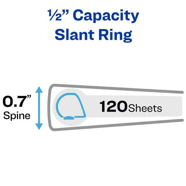 Alt view image 2 of 7 - Heavy Duty View 3 Ring Binder, 0.5" One Touch Slant Ring, Holds 8.5" x 11" Paper, 4 Black Binders (79708)