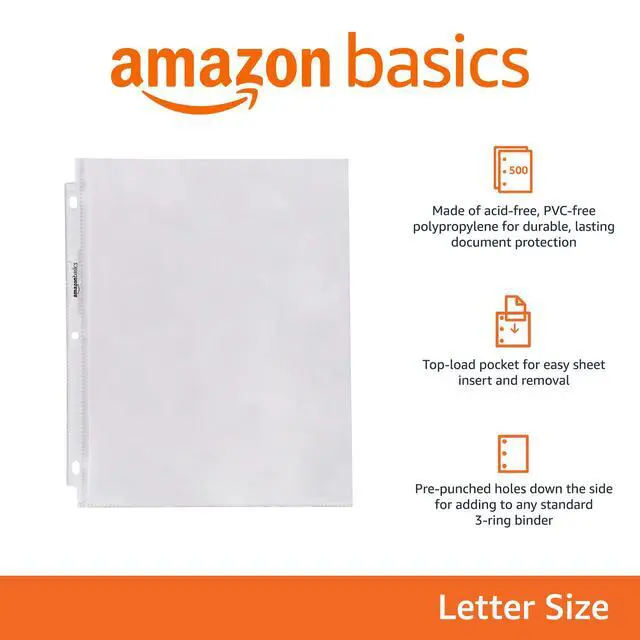 Alt view image 2 of 7 - Sheet Protectors for 3 Ring Binder, Heavyweight, Acid-Free, Top Loading, Polypropylene, 8.5 x 11 Inch, 500-Pack, Clear