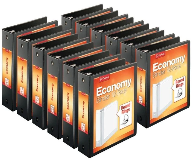 Main image of Economy 3-Ring Binders, 3", Round Rings, Holds 625 Sheets, ClearVue Presentation View, Non-Stick, Black, Carton of 12 (90650)