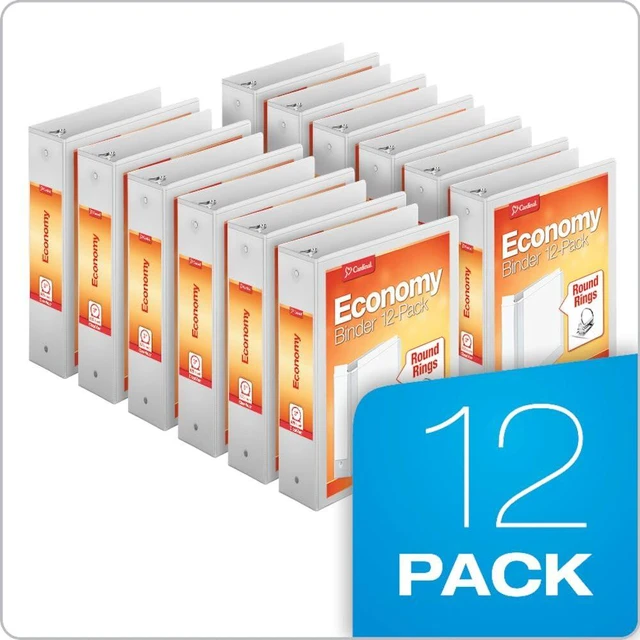 Alt view image 6 of 6 - Economy 3-Ring Binders, 3", Round Rings, Holds 625 Sheets, ClearVue Presentation View, Non-Stick, White, Carton of 12 (90651)