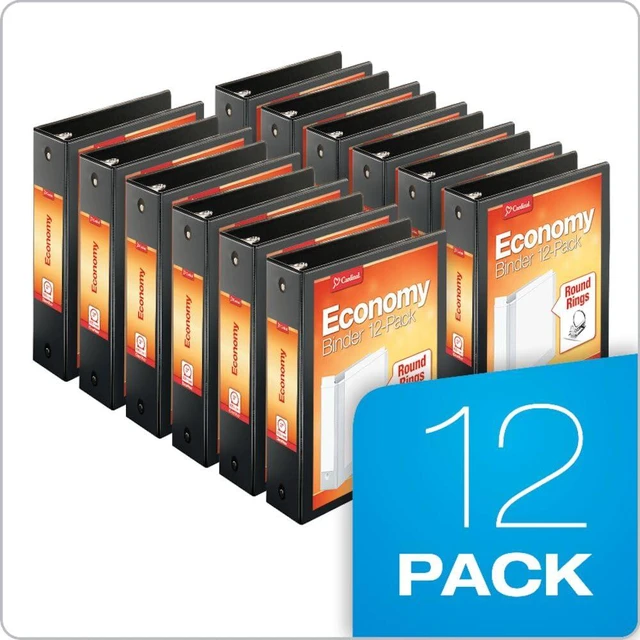 Alt view image 6 of 6 - Economy 3-Ring Binders, 3", Round Rings, Holds 625 Sheets, ClearVue Presentation View, Non-Stick, Black, Carton of 12 (90650)