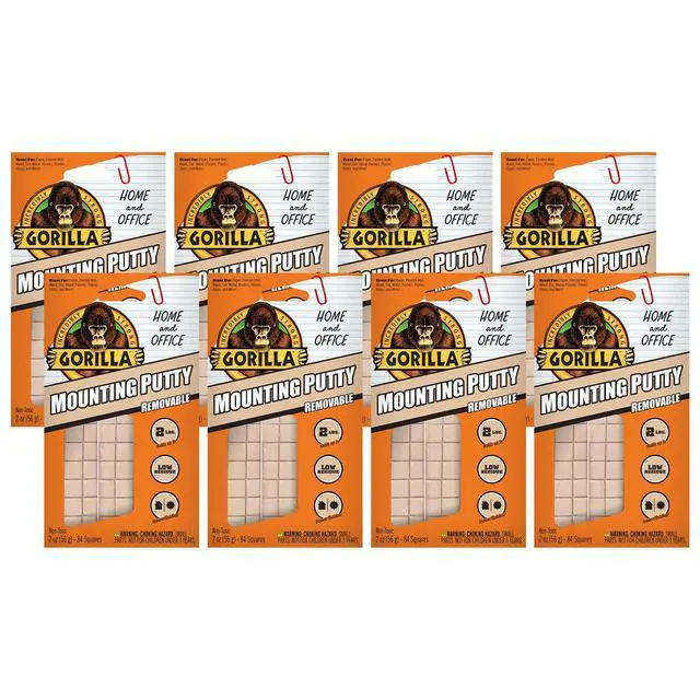 Main image of Mounting Putty, Natural Tan Color, 84 Pre-Cut Squares (Pack of 8) - Non-Toxic Removable & Repositionable Wall Putty