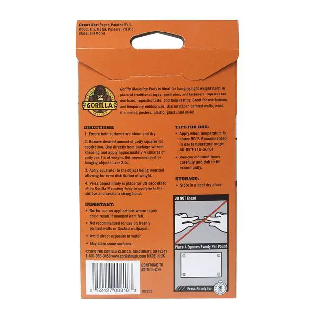 Alt view image 4 of 7 - Mounting Putty, Natural Tan Color, 84 Pre-Cut Squares (Pack of 8) - Non-Toxic Removable & Repositionable Wall Putty