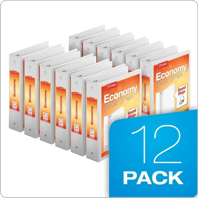 Alt view image 6 of 6 - Economy 3-Ring Binders, 2", Round Rings, Holds 475 Sheets, ClearVue Presentation View, Non-Stick, White, Carton of 12 (90641)