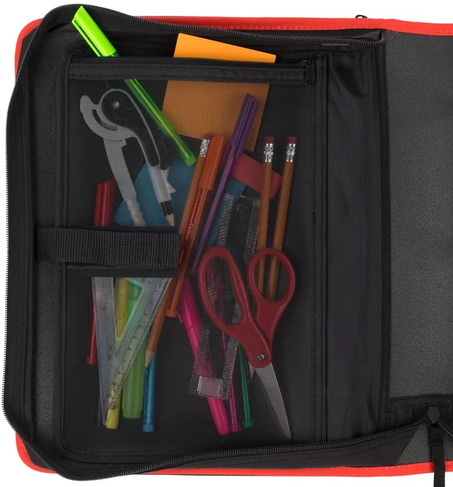 Alt view image 3 of 7 - Zipper Binder, 2 Inch 3-Ring Binder with Round Rings, 5-Tab Expanding File, 380 Sheet Capacity, Fire Red (72538) (Pack of 4)