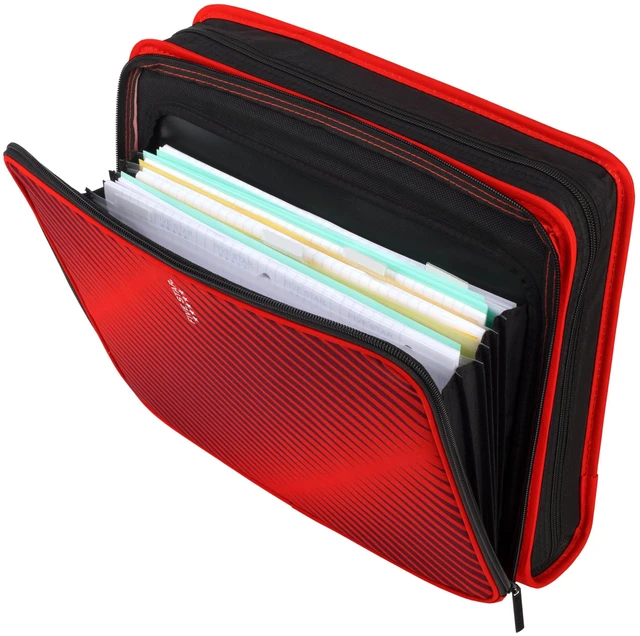 Alt view image 4 of 7 - Zipper Binder, 2 Inch 3-Ring Binder with Round Rings, 5-Tab Expanding File, 380 Sheet Capacity, Fire Red (72538) (Pack of 4)