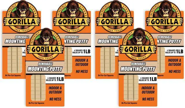 Main image of Removable Mounting Putty Reusable & Repositionable Adhesive 84 Count Pre-Cut Squares (Pack of 6) Holds 2 lbs Back to School Supplies for Teachers Students Parents, Indoor Outdoor