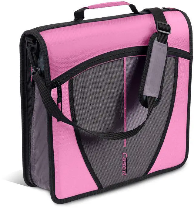 Main image of it School Zipper Binder | 3" O-Rings | 600-Sheet | D-146 Light Pink Mighty Zip Tab, 5-Color Tab Expanding File Folder, Shoulder Strap, Handle, Office