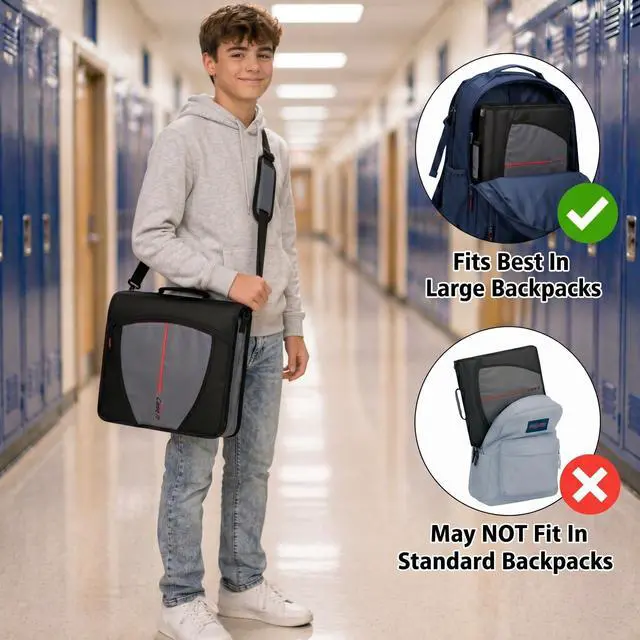 Alt view image 7 of 7 - it School Zipper Binder | 3" O-Rings | 600-Sheet | D-146 Light Pink Mighty Zip Tab, 5-Color Tab Expanding File Folder, Shoulder Strap, Handle, Office