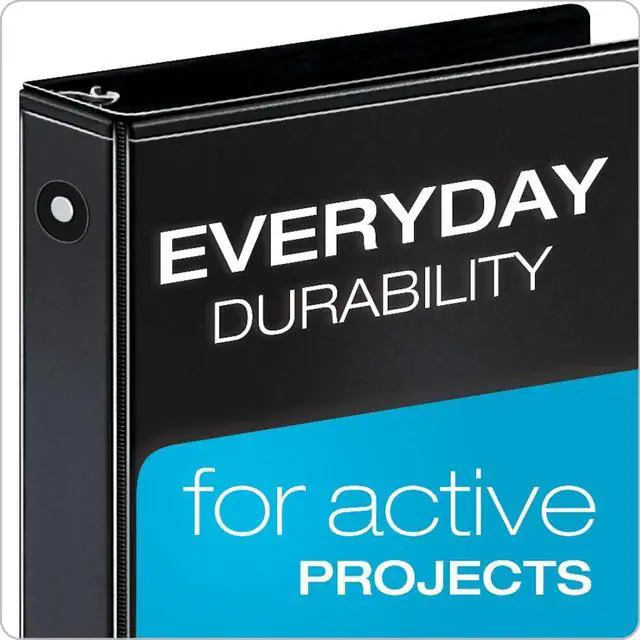 Alt view image 2 of 6 - Economy 3-Ring Binders, 1", Round Rings, Holds 225 Sheets, Clearvue Presentation View, Non-Stick, Black, Carton of 12