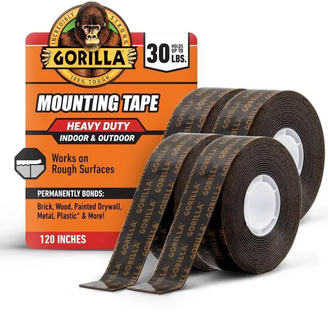 Main image of Heavy Duty Double Sided Mounting Tape, 1" x 120" (Pack of 4) Holds up to 30lbs, Industrial Strength Adhesive for Homework Stations, Classroom Setup & Student Projects, Indoor & Outdoor