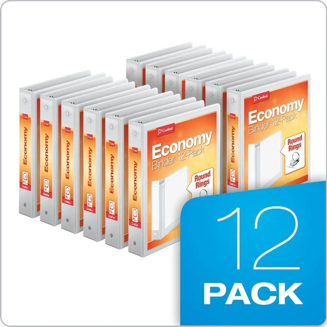Alt view image 6 of 6 - Economy 3-Ring Binders, 1.5", Round Rings, Holds 350 Sheets, ClearVue Presentation View, Non-Stick, White, Carton of 12 (90631)