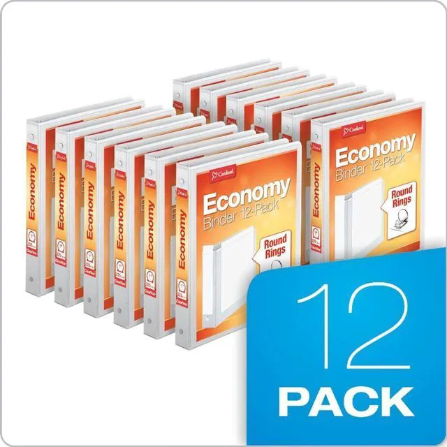 Alt view image 6 of 6 - 1 Inch 3 Ring Binders, White, 12 Pack, Round Ring Binder, Holds 225 Sheets, PVC Free, Customizable Covers, 2 Pocket View Binders for Office and School Organization