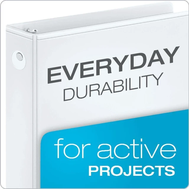 Alt view image 2 of 6 - 0.5 Inch 3 Ring Binders, White, 12 Pack, Round Ring Binder, Holds 125 Sheets, PVC Free, Customizable Covers, 2 Pocket View Binders for Office and School Organization