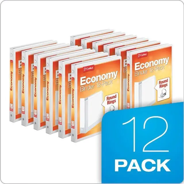 Alt view image 6 of 6 - 0.5 Inch 3 Ring Binders, White, 12 Pack, Round Ring Binder, Holds 125 Sheets, PVC Free, Customizable Covers, 2 Pocket View Binders for Office and School Organization