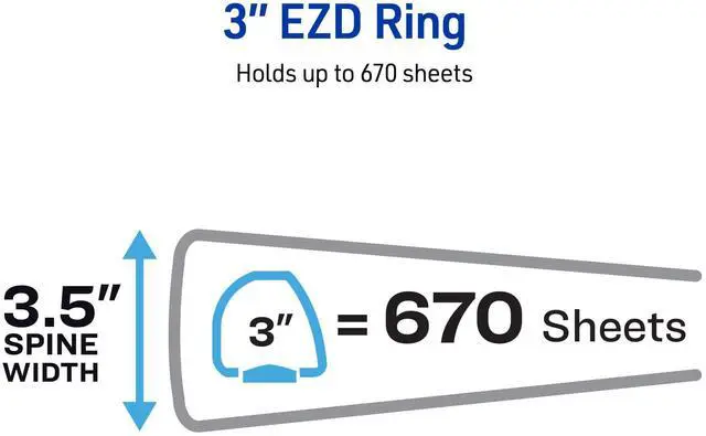 Alt view image 4 of 7 - Heavy-Duty View 3 Ring Binder, 3" One Touch EZD Rings, 670-Sheet Capacity, 3.5 Inch Wide Spine, Great for Home, School Supplies, Office, or Organization Needs, 1 White Binder (79193) (Pack of 4)