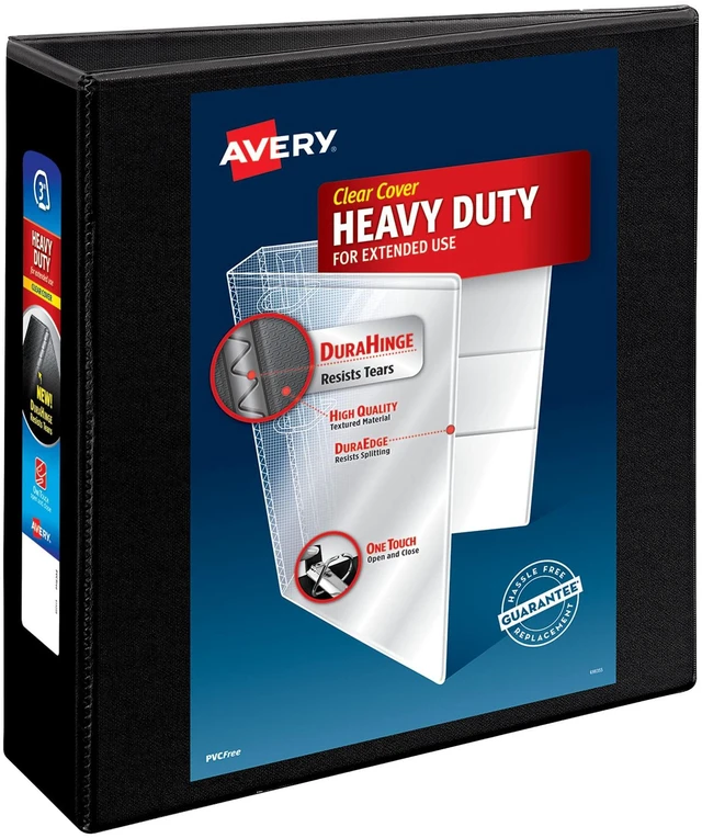 Main image of ® Heavy-Duty View 3 Ring Binder, 3" Slant Rings, 1 Black Binder For Heavy School, Home and Office Use, DuraHinge Tear-Resistant Spine, DuraEdge Split-Resistant Sides, Nonstick Cover