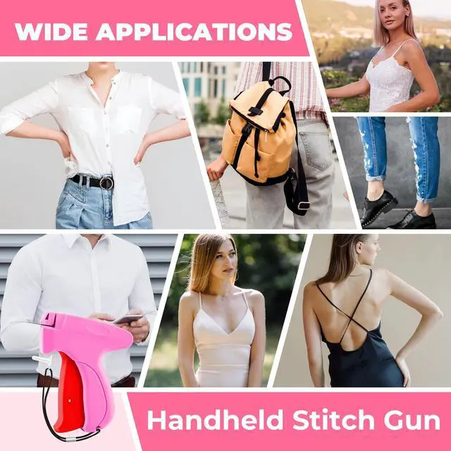Alt view image 2 of 7 - Stitch Gun for Clothes - Handheld Stitch Gun Quick Clothing Fixer - Tagging Gun - Includes 6 Needle, 1000 Black Fasteners & 1004 White Fasteners