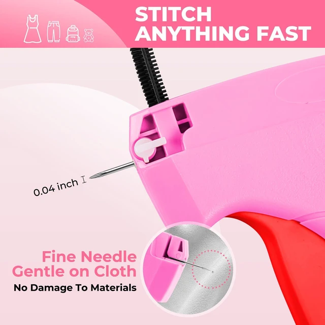 Alt view image 3 of 7 - Stitch Gun for Clothes - Handheld Stitch Gun Quick Clothing Fixer - Tagging Gun - Includes 6 Needle, 1000 Black Fasteners & 1004 White Fasteners