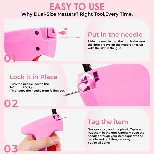 Alt view image 4 of 7 - Stitch Gun for Clothes - Handheld Stitch Gun Quick Clothing Fixer - Tagging Gun - Includes 6 Needle, 1000 Black Fasteners & 1004 White Fasteners
