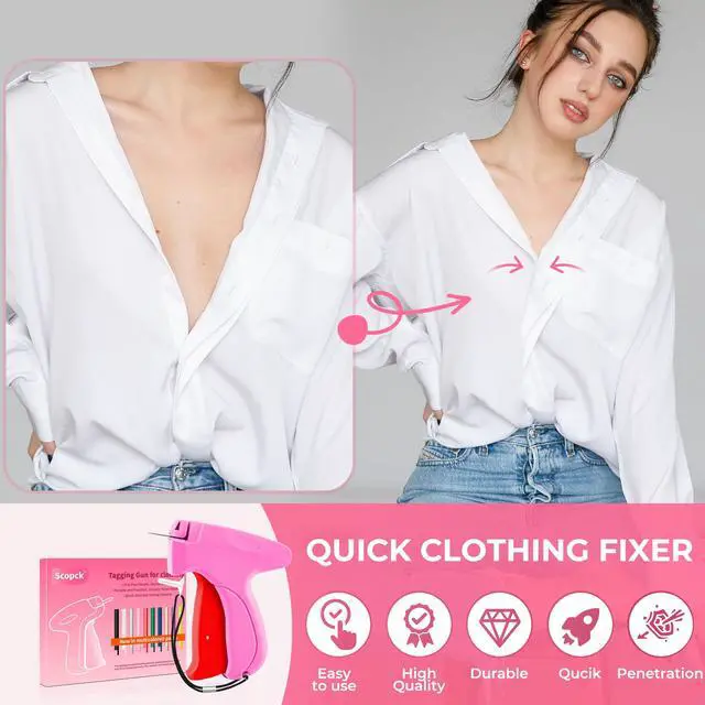 Alt view image 5 of 7 - Stitch Gun for Clothes - Handheld Stitch Gun Quick Clothing Fixer - Tagging Gun - Includes 6 Needle, 1000 Black Fasteners & 1004 White Fasteners