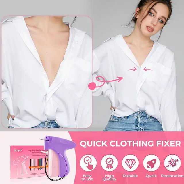 Alt view image 5 of 7 - Stitch Gun for Clothes - Handheld Stitch Gun Quick Clothing Fixer - Tagging Gun - Includes 6 Needle, 1000 Black Fasteners & 1000 White Fasteners