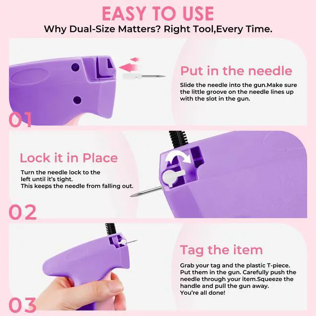 Alt view image 4 of 7 - Stitch Gun for Clothes - Handheld Stitch Gun Quick Clothing Fixer - Tagging Gun - Includes 6 Needle, 1000 Black Fasteners & 1000 White Fasteners
