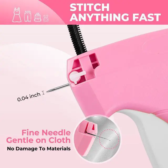 Alt view image 3 of 7 - Stitch Gun for Clothes - Handheld Stitch Gun Quick Clothing Fixer - Tagging Gun - Includes 6 Needle, 1000 Black Fasteners & 1002 White Fasteners