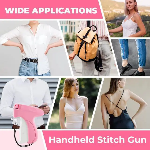 Alt view image 2 of 7 - Stitch Gun for Clothes - Handheld Stitch Gun Quick Clothing Fixer - Tagging Gun - Includes 6 Needle, 1000 Black Fasteners & 1002 White Fasteners