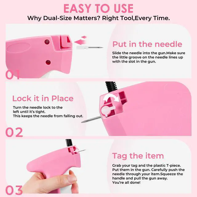 Alt view image 4 of 7 - Stitch Gun for Clothes - Handheld Stitch Gun Quick Clothing Fixer - Tagging Gun - Includes 6 Needle, 1000 Black Fasteners & 1002 White Fasteners