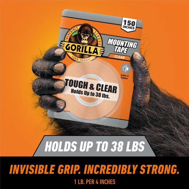 Alt view image 2 of 7 - Invisible Hold Mounting Tape, 1" x 150", Clear, 2-Pack Holds up to 15 lbs, Clear Double-Sided Tape for Strong, Permanent Bond, Discreet Adhesive for Classroom and Dorm Room Setup