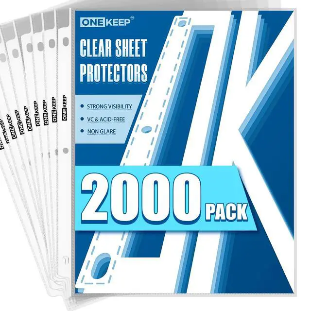 Alt view image 7 of 7 - 2000 Pack Sheet Protectors, Top Loading Reinforced 3-Hole Page Protectors for 3-Ring Binders, Fits Standard 8.5" x 11" Letter Size Paper, Perfect for Documents & Photos, Office Supplies