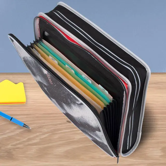 Alt view image 3 of 7 - Zipper Binder 2 Inch O-Rings Case Organiser with Multi-Access and 5-Tab Expanding File Folder, 850 Sheet Capacity, Crimson Fade (290010K)