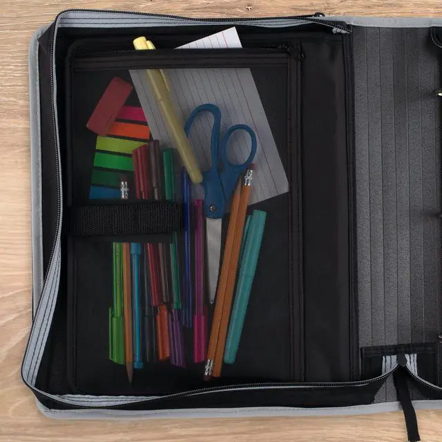 Alt view image 4 of 7 - Zipper Binder 2 Inch O-Rings Case Organiser with Multi-Access and 5-Tab Expanding File Folder, 850 Sheet Capacity, Crimson Fade (290010K)