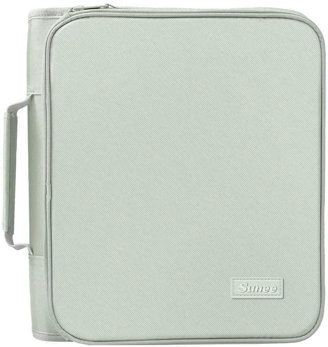 Main image of Zippered Binder Bag with Handle, 2-Inch 3-Ring O-Ring, 500-Sheet Capacity, Includes Zip Pocket, 5-Tab Expanding File Folder, Multi-Pocket Organizer Binder for Middle School, Sage Green