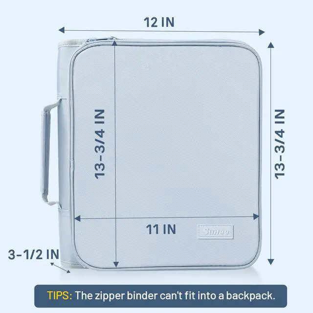 Alt view image 6 of 7 - Zippered Binder Bag with Handle, 2-Inch 3-Ring O-Ring, 500-Sheet Capacity, Includes Zip Pocket, 5-Tab Expanding File Folder, Multi-Pocket Organizer Binder for Middle School, Dusk Blue