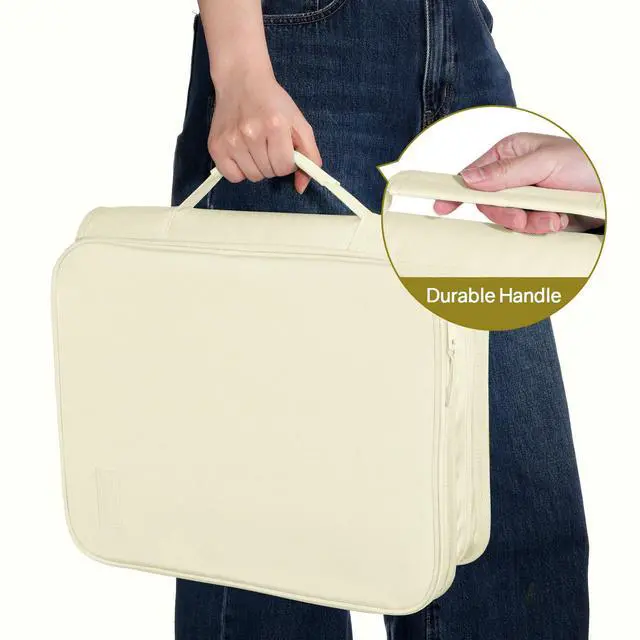 Alt view image 7 of 7 - Zippered Binder Bag with Handle, 2-Inch 3-Ring O-Ring, 500-Sheet Capacity, Includes Zip Pocket, 5-Tab Expanding File Folder, Multi-Pocket Organizer Binder for Middle School, Soft Beige