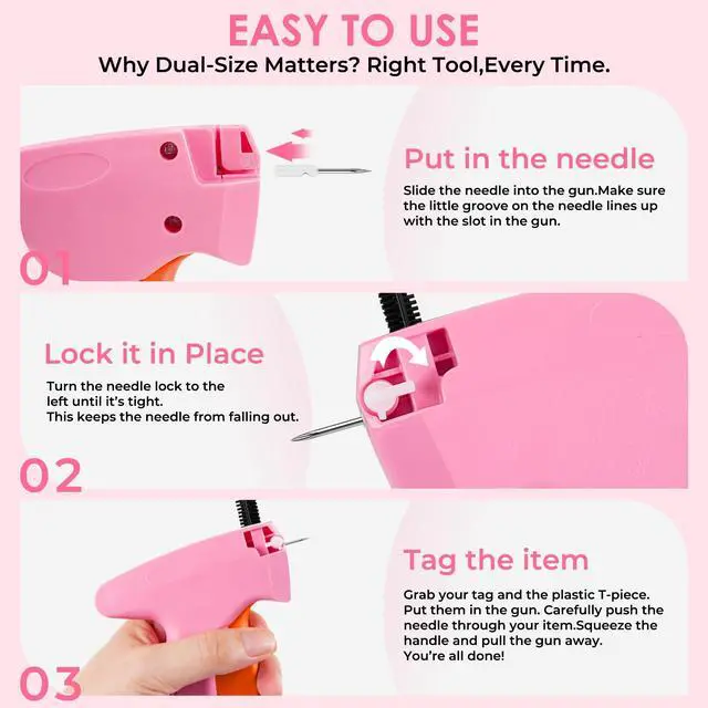 Alt view image 4 of 7 - Stitch Gun for Clothes - Handheld Stitch Gun Quick Clothing Fixer - Tagging Gun - Includes 6 Needle, 1000 Black Fasteners & 1001 White Fasteners